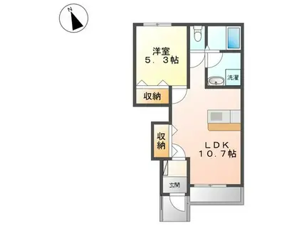 静かで落ち着いた住環境が魅力(1LDK/1階)の間取り写真
