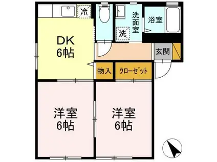 グランメール I(2DK/1階)の間取り写真