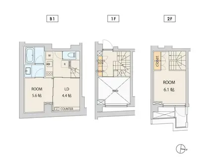 エスセナーリオ牛込柳町(2LDK/1階)の間取り写真