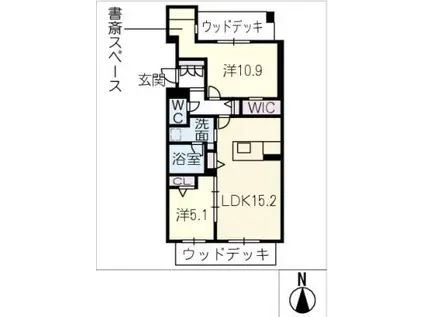 レフィシア犬山(2LDK/1階)の間取り写真