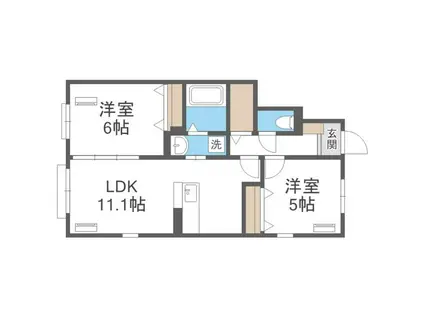 シャルマン青葉B棟(2LDK/1階)の間取り写真