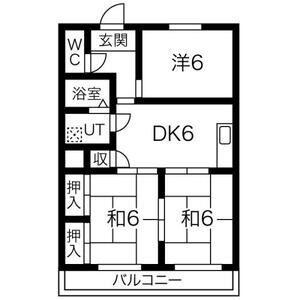 第2磯部コーポ(3DK/2階)の間取り写真