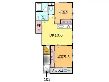 アースマンション野口1号館(2LDK/1階)の間取り写真