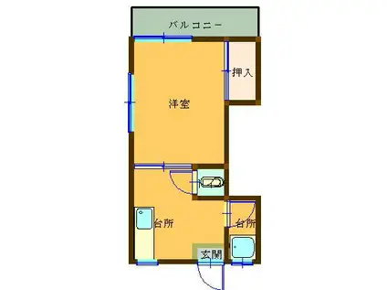 長戸ハイツ(1K/1階)の間取り写真
