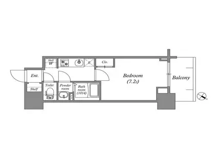 ジェノヴィア神戸湊川公園(1K/6階)の間取り写真