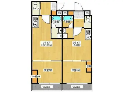 なごみマンション(1LDK/2階)の間取り写真