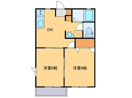 レジデンスみなみE(2DK/2階)の間取り写真