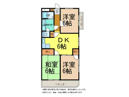 寿賀乃ハイツI(3DK/3階)の間取り写真