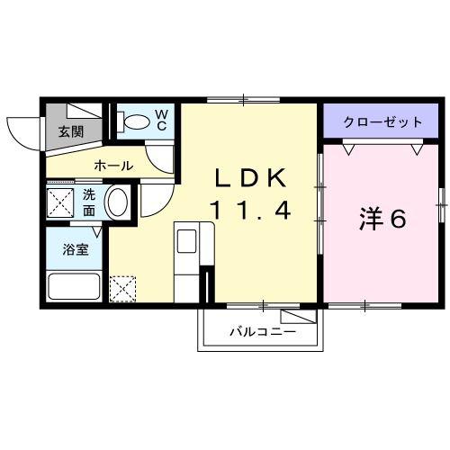 メゾンアルトウム(1LDK/2階)の間取り写真