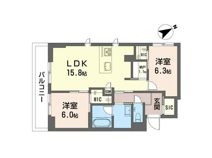 グランセレーノ 大井仙台坂(2SLDK/3階)の間取り写真