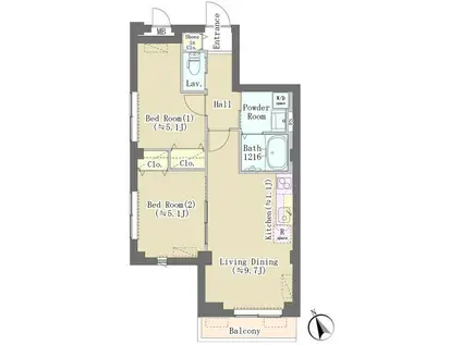 HILL TOP RESIDENCE OSAKIヒルトップレジデンス(2LDK/2階)の間取り写真