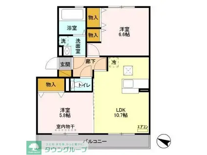 ボヌールおおたかの森I(2LDK/1階)の間取り写真