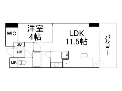 ダイナシティ北浜(1LDK/14階)の間取り写真