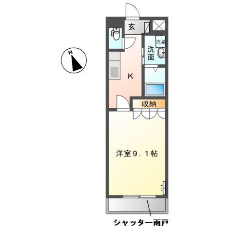 フォルティア(1K/1階)の間取り写真