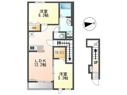 ヴィラ・フェリーチェ(2LDK/2階)の間取り写真