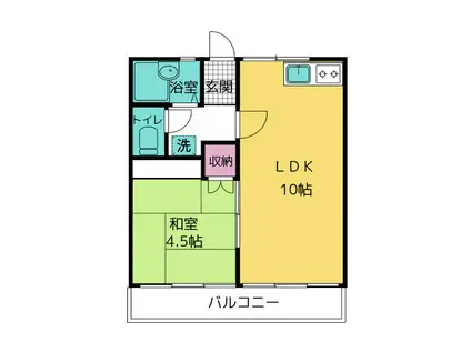 コーポカツマタB(1LDK/1階)の間取り写真