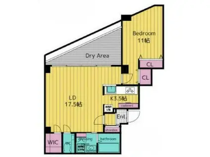 レジデンス広尾(1LDK/B1階)の間取り写真