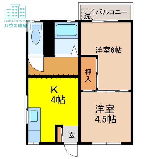松隈アパート(2K/2階)の間取り写真