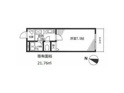 リンデンハイム豪徳寺(1K/2階)の間取り写真