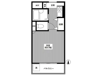 グロワール(ワンルーム/3階)の間取り写真
