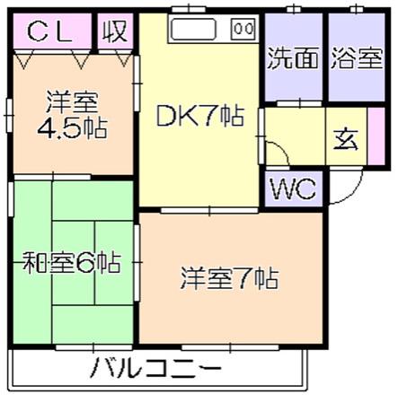 フレグランスシオン(3DK/2階)の間取り写真
