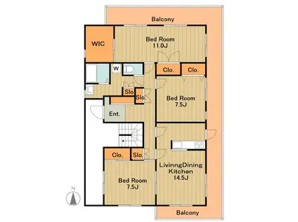 エスポアール・アオキ(3SLDK/3階)の間取り写真