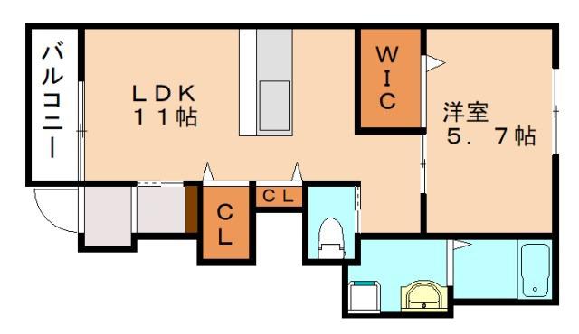 エターナルみやび(1LDK/1階)の間取り写真