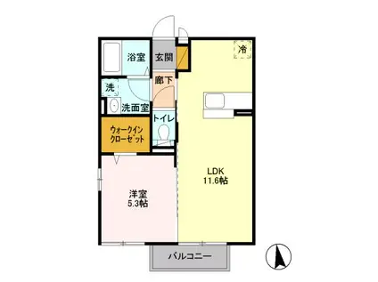 フェリーチェA棟(1LDK/2階)の間取り写真