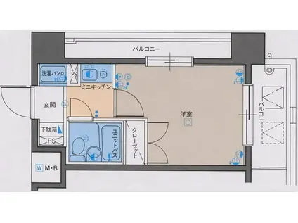 パレ・ドール月島(1K/5階)の間取り写真