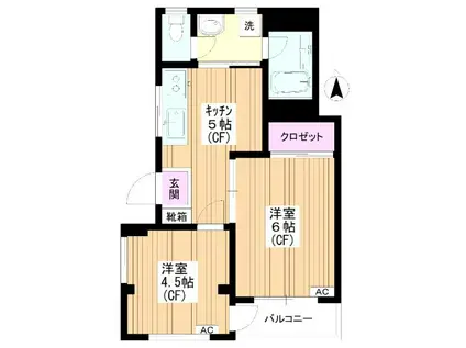 コーポナガシマ(1LDK/2階)の間取り写真