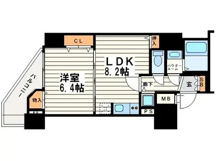 アドバンス心斎橋グランガーデン(1LDK/5階)の間取り写真