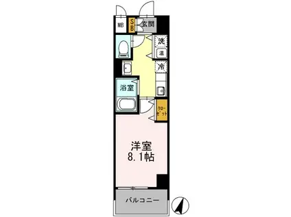 カスタリア三宮(1K/4階)の間取り写真