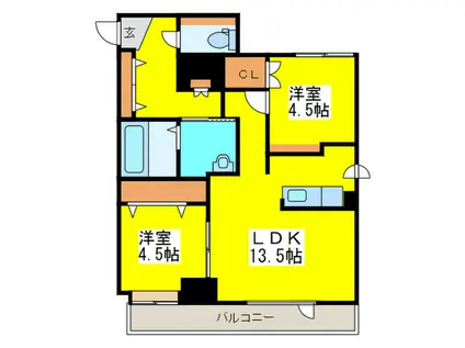 ピュア東彩館II(2LDK/5階)の間取り写真