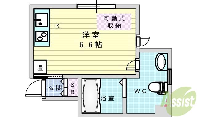 サングリエG(ワンルーム/3階)の間取り写真