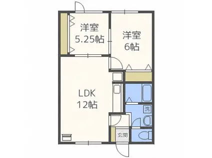 ハイム新川3・4(2LDK/2階)の間取り写真