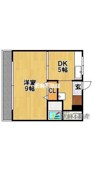 アザレアハイツ蒲池(1DK/2階)の間取り写真
