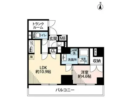 プレール・ドゥーク亀戸VI(1LDK/6階)の間取り写真