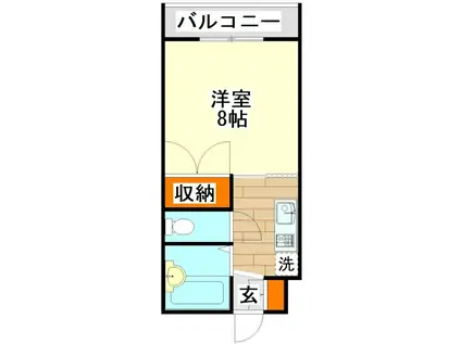 プレアール九工大(1K/1階)の間取り写真