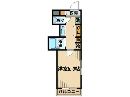 アドニス・ウエスト(1K/1階)の間取り写真