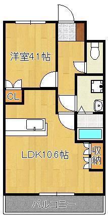 ルミナス・ヨシダ A・B(1LDK/2階)の間取り写真