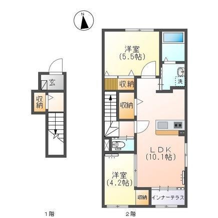 レコルト(2LDK/2階)の間取り写真