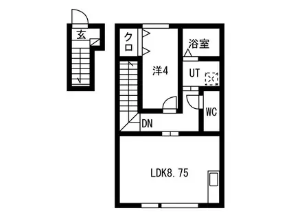 東仙台アパートサウス(1LDK/2階)の間取り写真