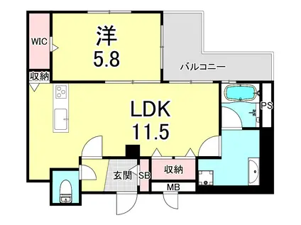 ウィステリア明石II(1LDK/3階)の間取り写真