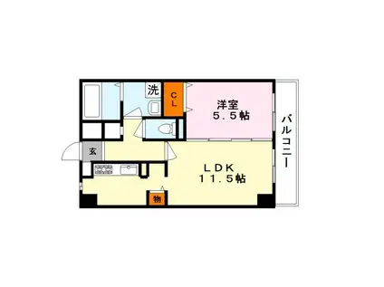 ベルヴィオウミ(1LDK/3階)の間取り写真