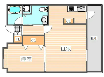 リアンシエルブルー東比恵(1LDK/3階)の間取り写真