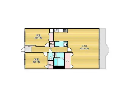 シャンテ川西4号(2LDK/14階)の間取り写真