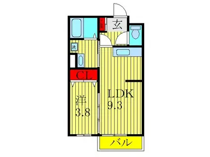TYSワン(1LDK/1階)の間取り写真