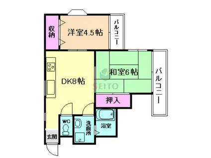 ヴェールアッシュI(2LDK/1階)の間取り写真
