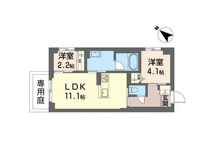セルディーナ(2LDK/1階)の間取り写真