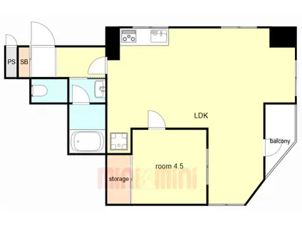 フェイバーハイツ(1LDK/3階)の間取り写真
